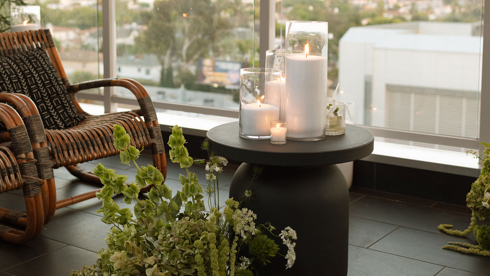 table with candles